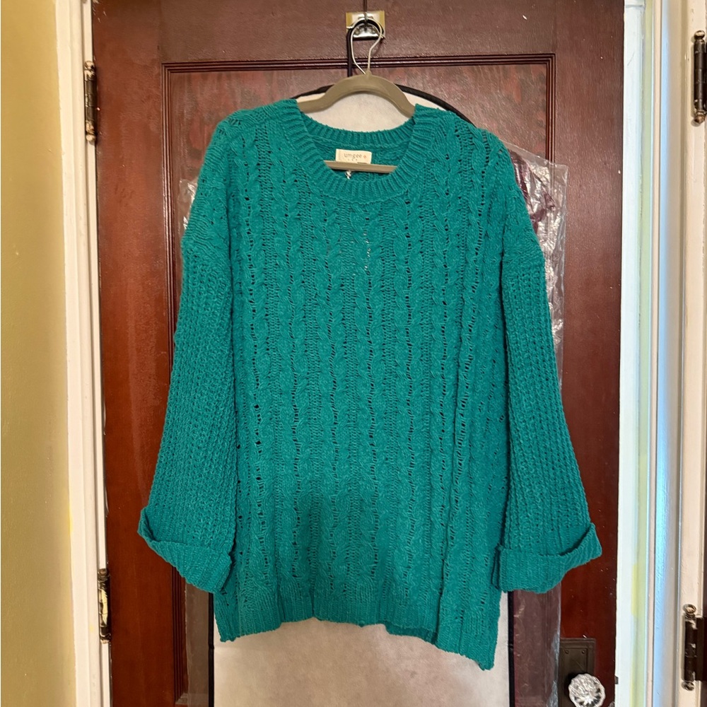 Umgee Teal Crew Neck Sweater